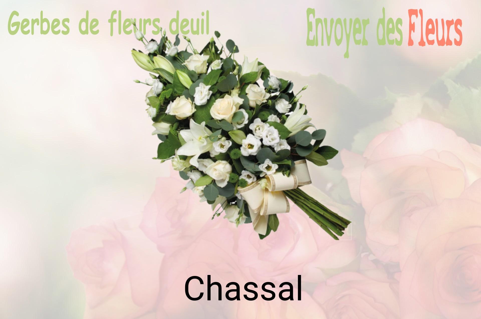 Gerbe de fleurs de deuil livrée à Chassal